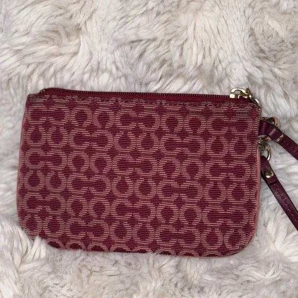 Coach Red Monogram Patterned Wristlet - Picture 3 of 11